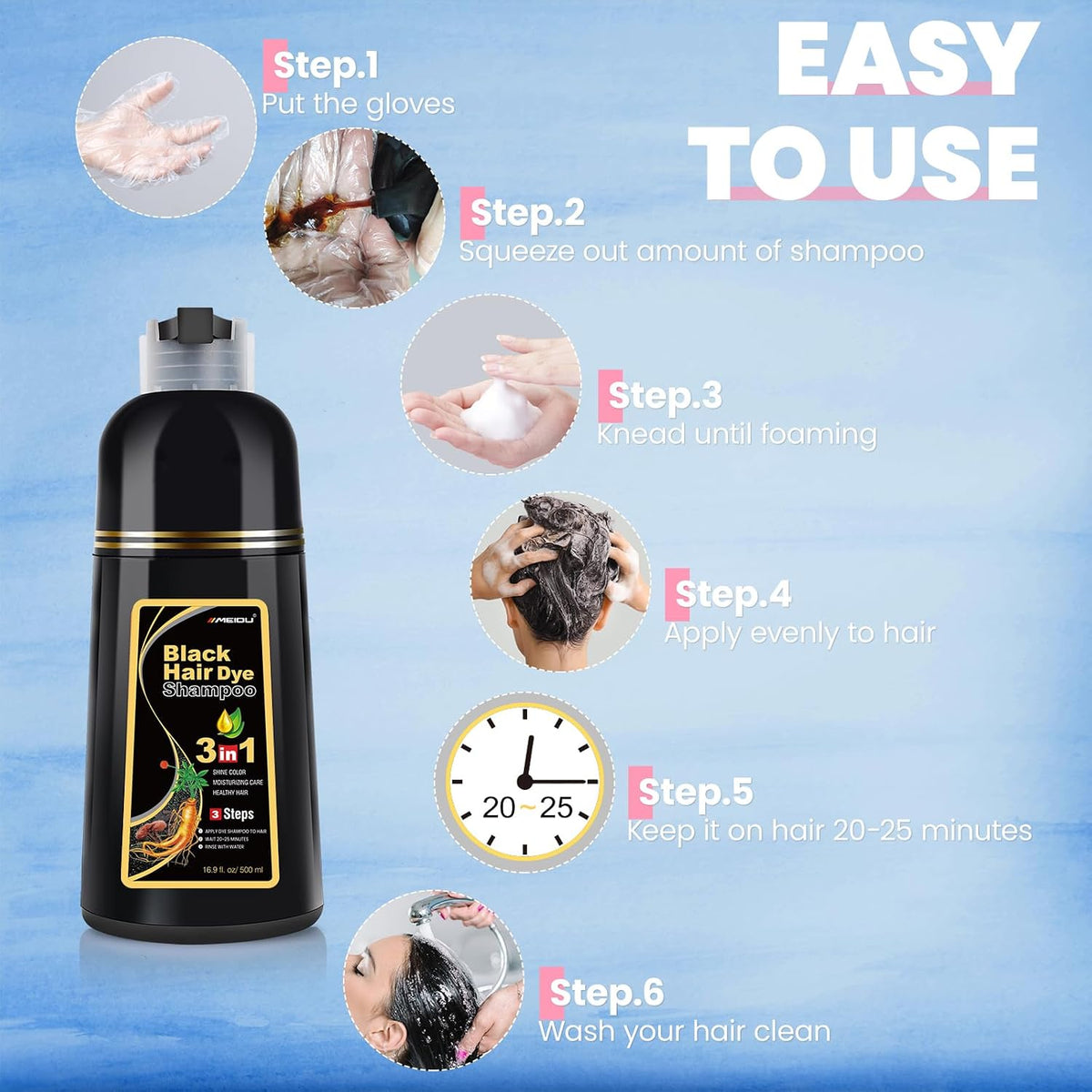 Instant Black Hair Dye Shampoo